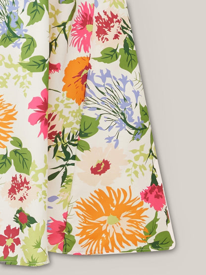 ⏰Soldes d'été : 50 % de réduction💃Robe midi à fleurs, col carré et smocks, avec poches