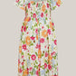 ⏰Soldes d'été : 50 % de réduction💃Robe midi à fleurs, col carré et smocks, avec poches