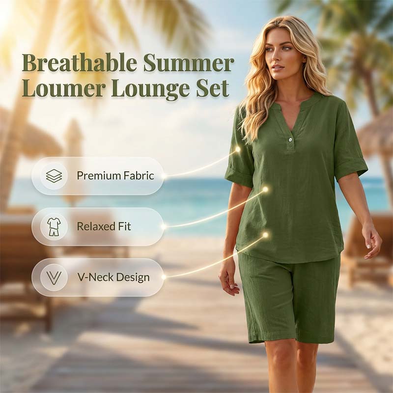 Ensemble décontracté uni pour femme : Haut à manches courtes et short