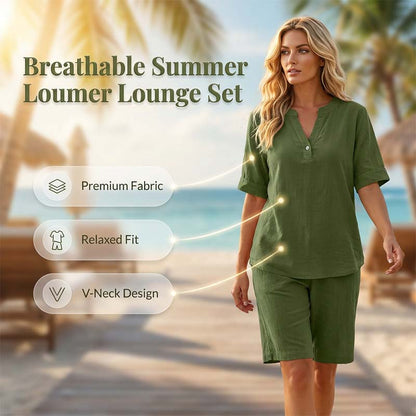 Ensemble décontracté uni pour femme : Haut à manches courtes et short