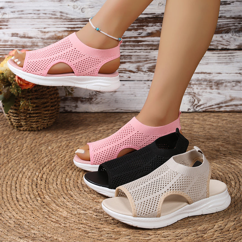 Sandales Femme à Bout Ouvert en Maille Respirante