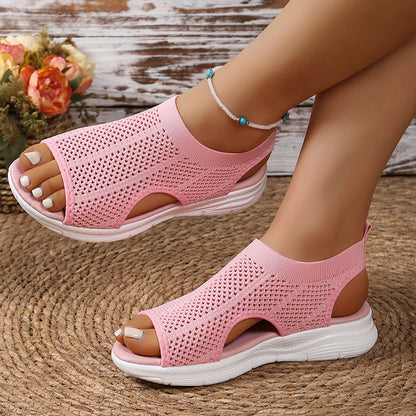 Sandales Femme à Bout Ouvert en Maille Respirante