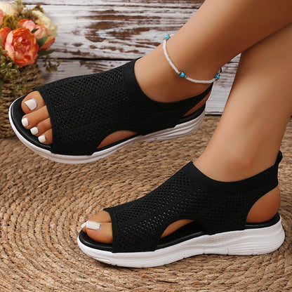 Sandales Femme à Bout Ouvert en Maille Respirante