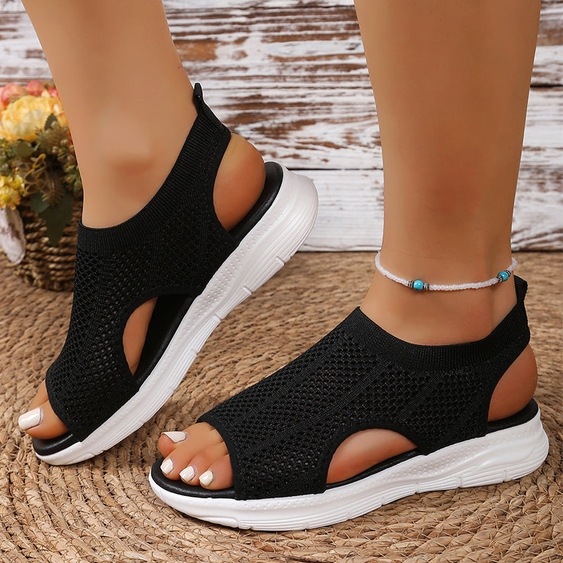 Sandales Femme à Bout Ouvert en Maille Respirante