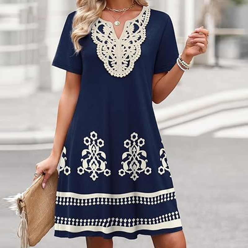 Robe femme décontractée style bohème à imprimé floral