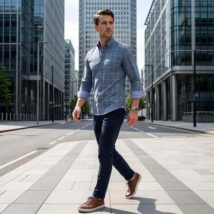 Chemise À Carreaux Coupe Moderne pour Homme