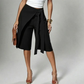 Pantalon large mi-long femme chic à nouer devant