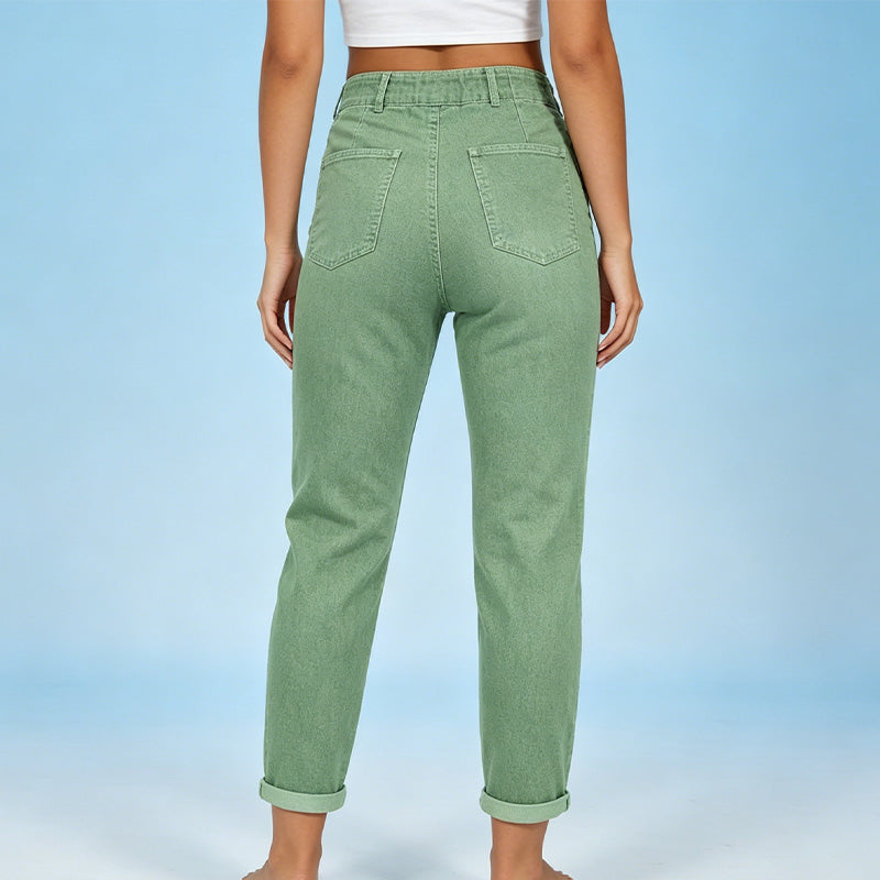 Pantalon de jogging décontracté en jean à cordon de serrage pour femme