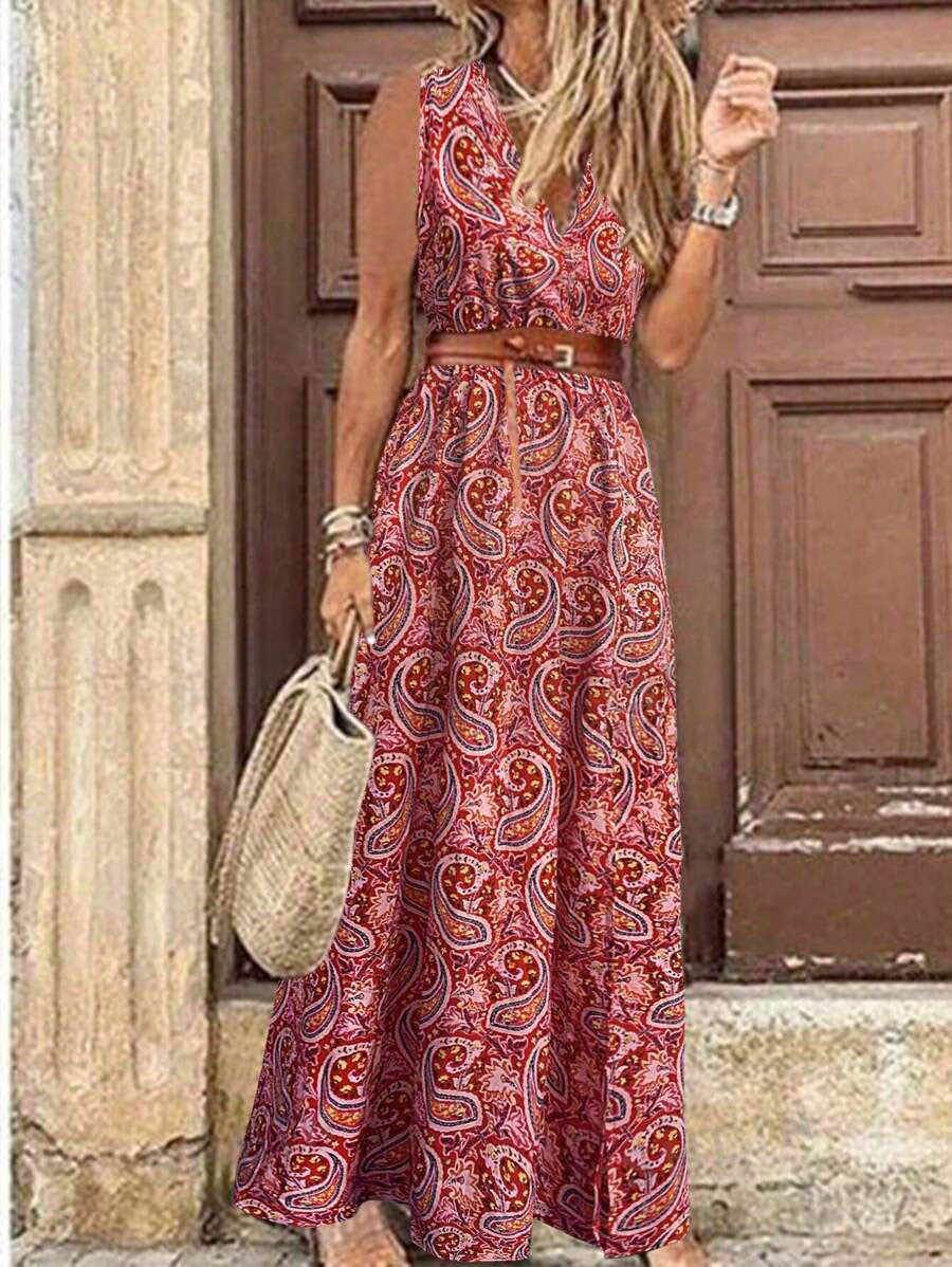 Robe sans manches LUNE Holiday Leisure à imprimé cachemire
