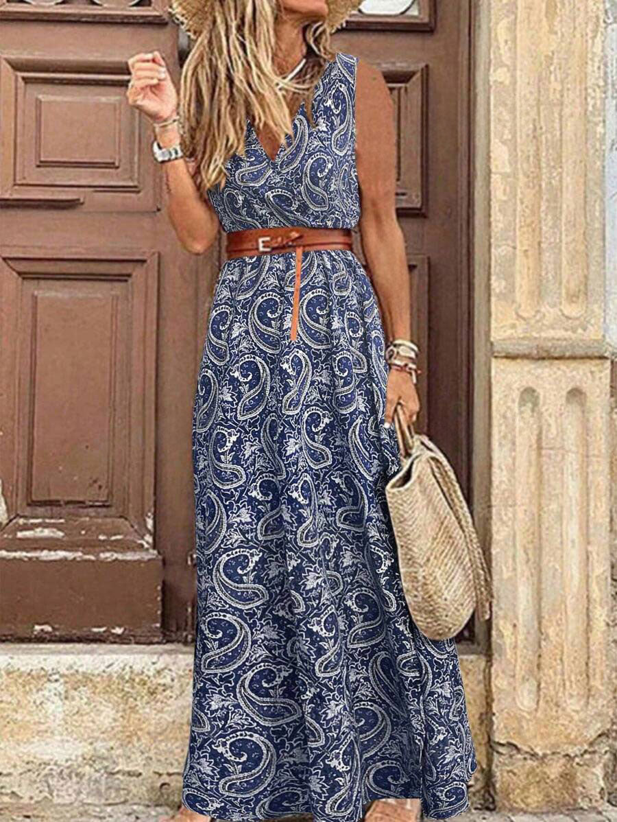 Robe sans manches LUNE Holiday Leisure à imprimé cachemire