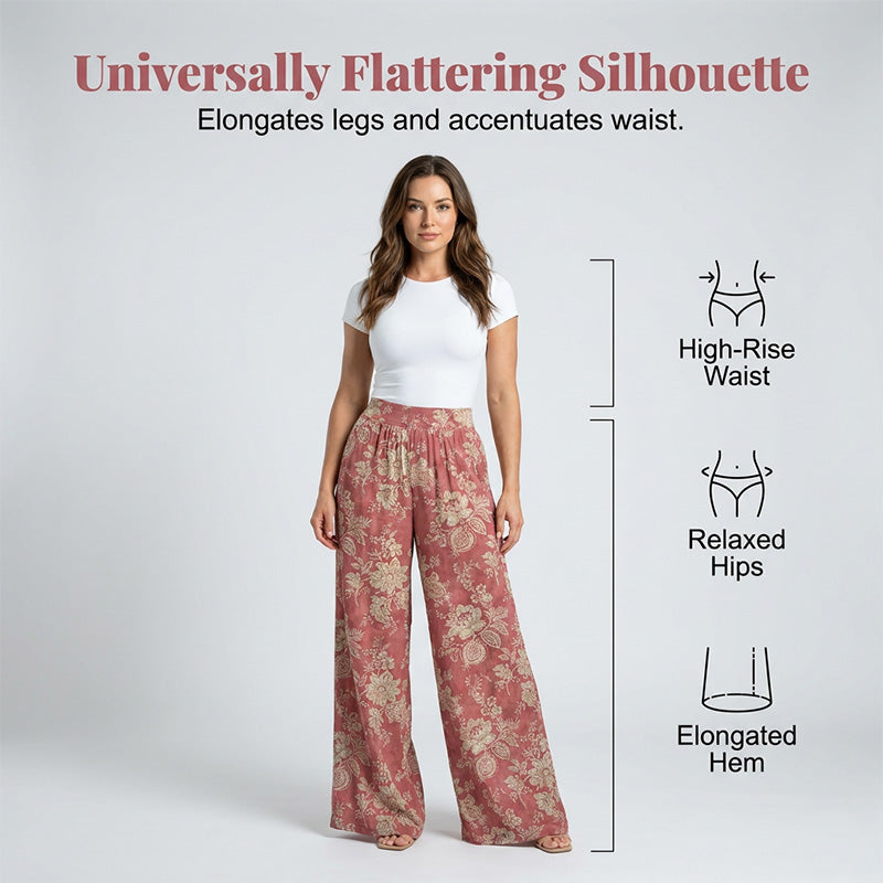❤️Pantalon palazzo à jambes larges et imprimé floral pour femme
