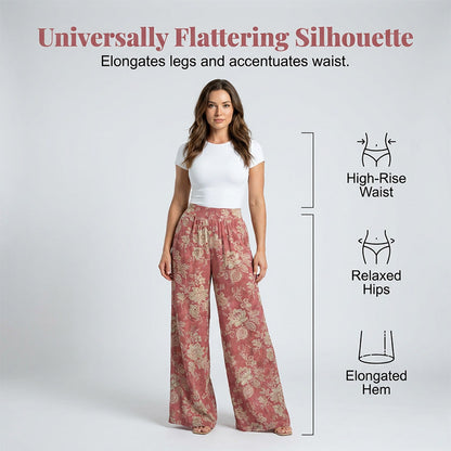 ❤️Pantalon palazzo à jambes larges et imprimé floral pour femme