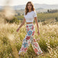 ❤️Pantalon palazzo à jambes larges et imprimé floral pour femme