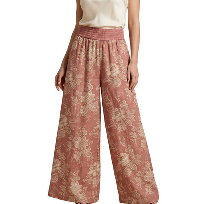 ❤️Pantalon palazzo à jambes larges et imprimé floral pour femme