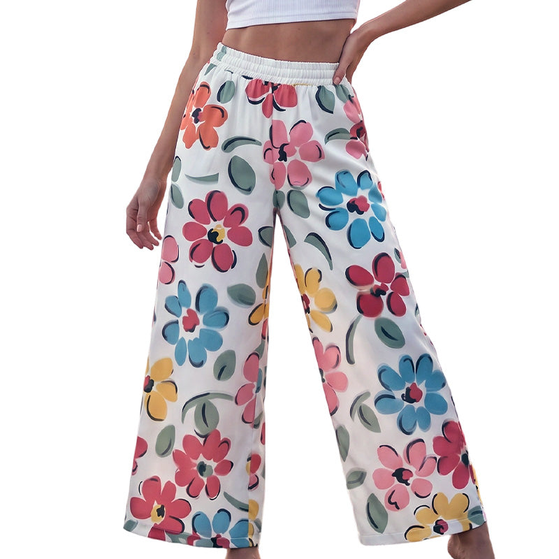 ❤️Pantalon palazzo à jambes larges et imprimé floral pour femme