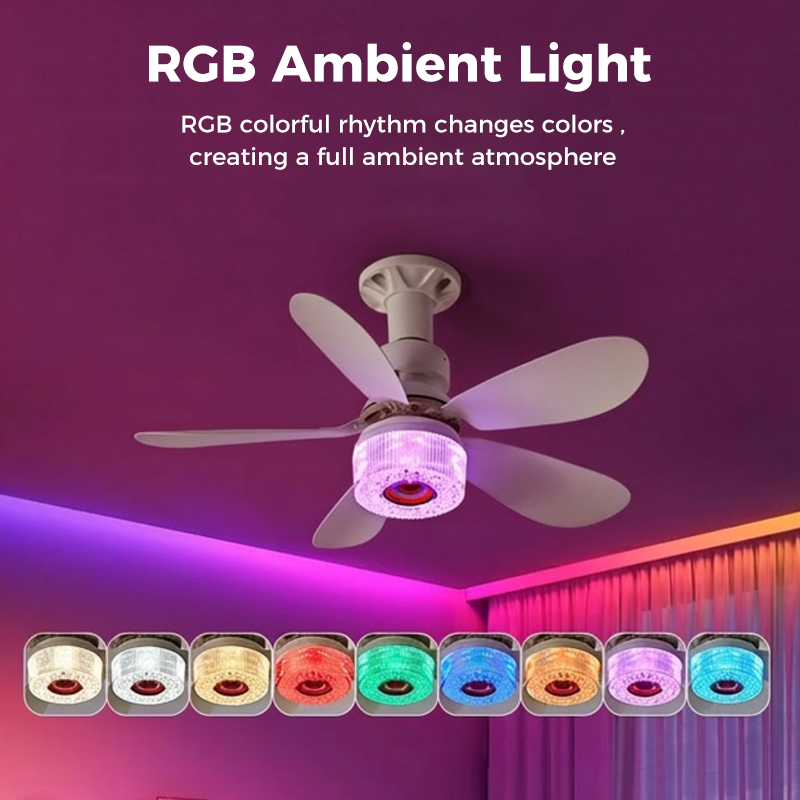 🌀 50% DE RÉDUCTION ⏰ Ventilateur de plafond 3-en-1 avec lumière & enceinte Bluetooth – Fraîcheur, lumière douce & musique – confort toute la journée pour salon ou chambre 🛋️