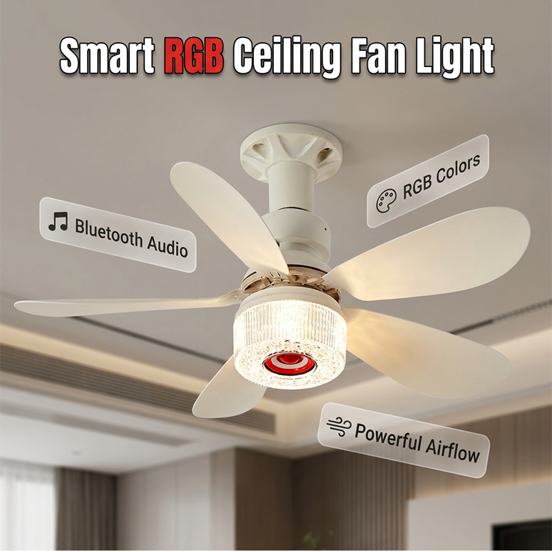 🌀 50% DE RÉDUCTION ⏰ Ventilateur de plafond 3-en-1 avec lumière & enceinte Bluetooth – Fraîcheur, lumière douce & musique – confort toute la journée pour salon ou chambre 🛋️