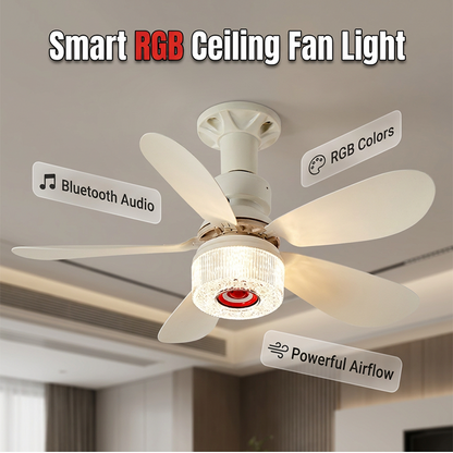 🌀 50% DE RÉDUCTION ⏰ Ventilateur de plafond 3-en-1 avec lumière & enceinte Bluetooth – Fraîcheur, lumière douce & musique – confort toute la journée pour salon ou chambre 🛋️