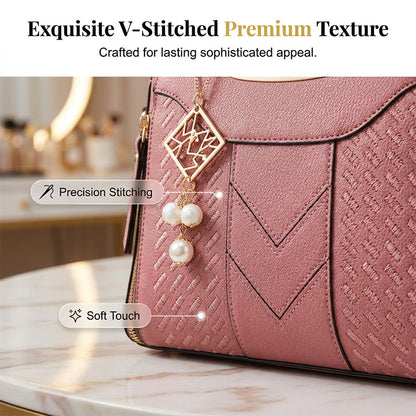 🌸👜 PROMO FLASH 50% ! Sac À Main Femme Élégant – Poignées & Bandoulière, Cuir PU, Texture Coutures en V, 8 Couleurs, Organisation Intelligente ✨