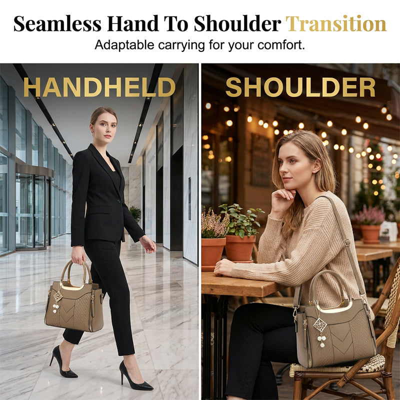 🌸👜 PROMO FLASH 50% ! Sac À Main Femme Élégant – Poignées & Bandoulière, Cuir PU, Texture Coutures en V, 8 Couleurs, Organisation Intelligente ✨