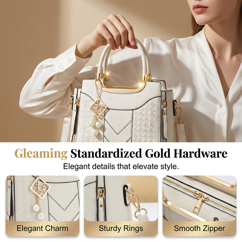 🌸👜 PROMO FLASH 50% ! Sac À Main Femme Élégant – Poignées & Bandoulière, Cuir PU, Texture Coutures en V, 8 Couleurs, Organisation Intelligente ✨