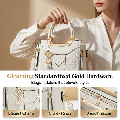 🌸👜 PROMO FLASH 50% ! Sac À Main Femme Élégant – Poignées & Bandoulière, Cuir PU, Texture Coutures en V, 8 Couleurs, Organisation Intelligente ✨