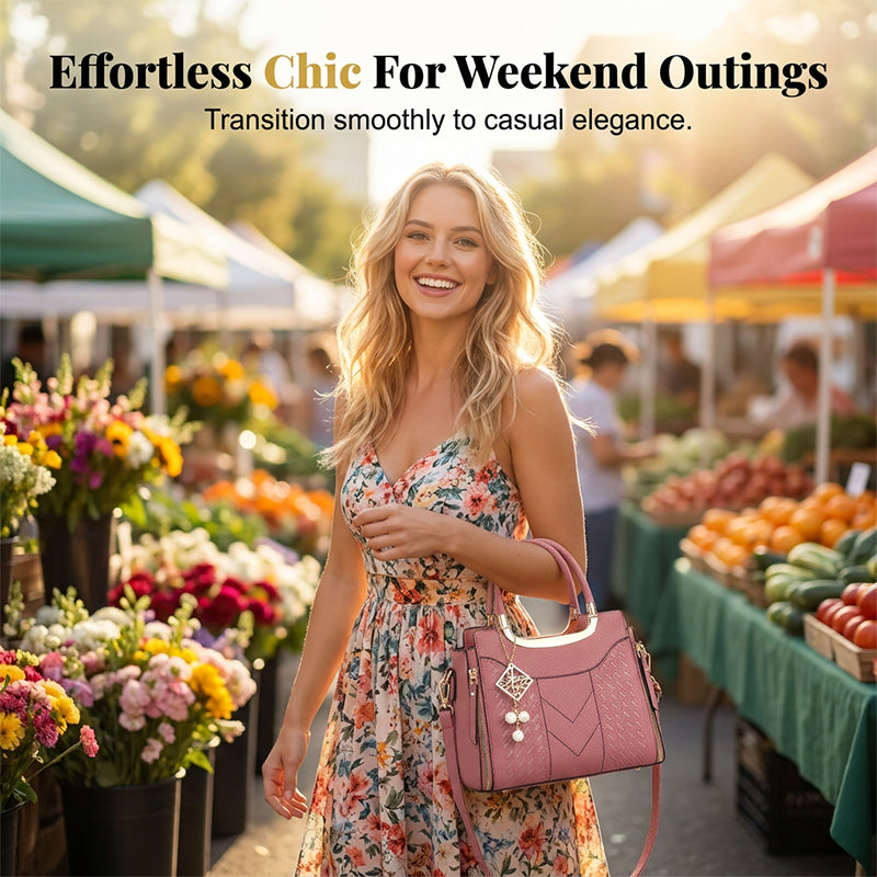 🌸👜 PROMO FLASH 50% ! Sac À Main Femme Élégant – Poignées & Bandoulière, Cuir PU, Texture Coutures en V, 8 Couleurs, Organisation Intelligente ✨