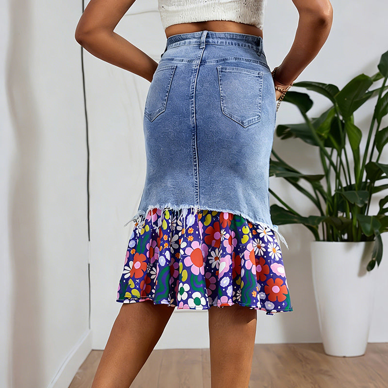 🧜‍♀️ Jupe sirène en jean taille haute pour femme – moulante et élégante