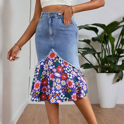 🧜‍♀️ Jupe sirène en jean taille haute pour femme – moulante et élégante