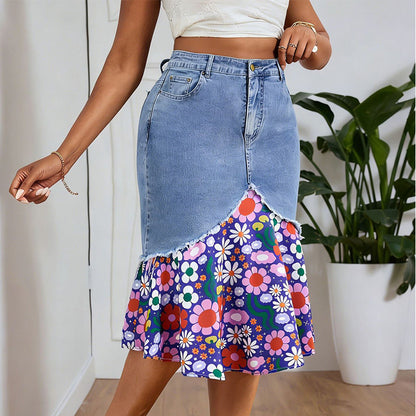 🧜‍♀️ Jupe sirène en jean taille haute pour femme – moulante et élégante