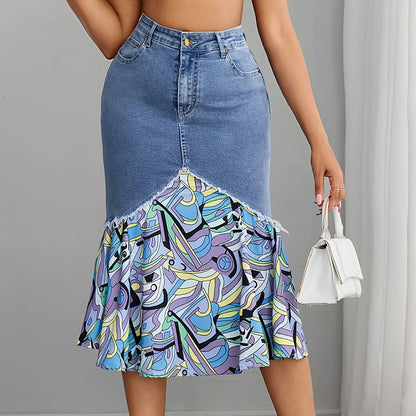 🧜‍♀️ Jupe sirène en jean taille haute pour femme – moulante et élégante