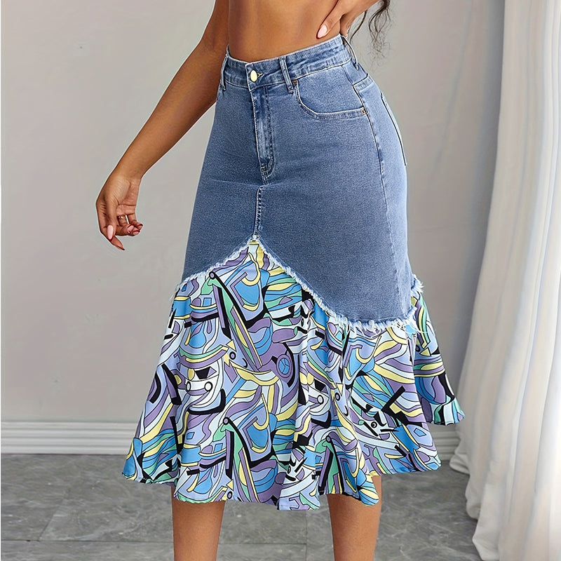 🧜‍♀️ Jupe sirène en jean taille haute pour femme – moulante et élégante