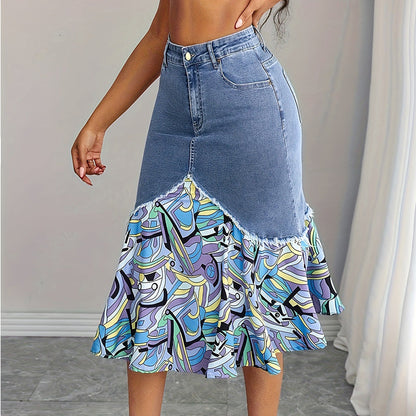 🧜‍♀️ Jupe sirène en jean taille haute pour femme – moulante et élégante