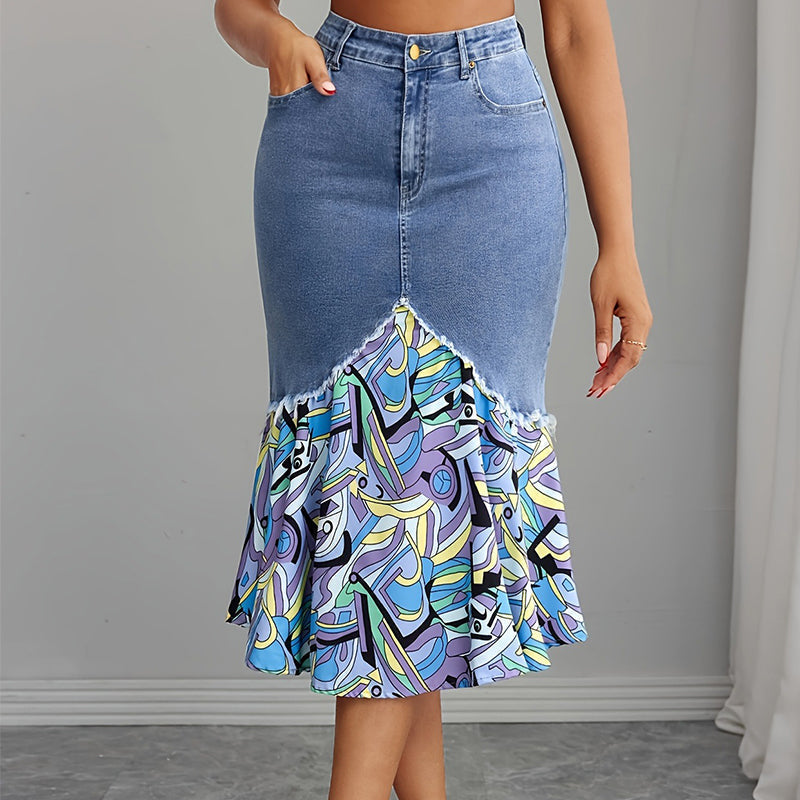 🧜‍♀️ Jupe sirène en jean taille haute pour femme – moulante et élégante