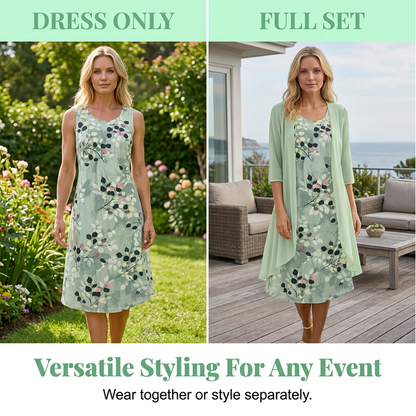 Ensemble 2 pièces pour femme : robe élégante en mousseline et cardigan