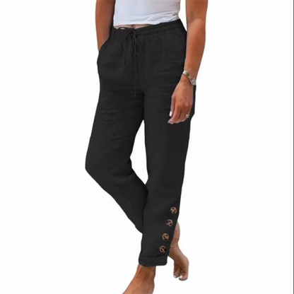 🌺50 % de réduction ! Pantalon pour femme avec cordon de serrage à la taille et bas boutonnés