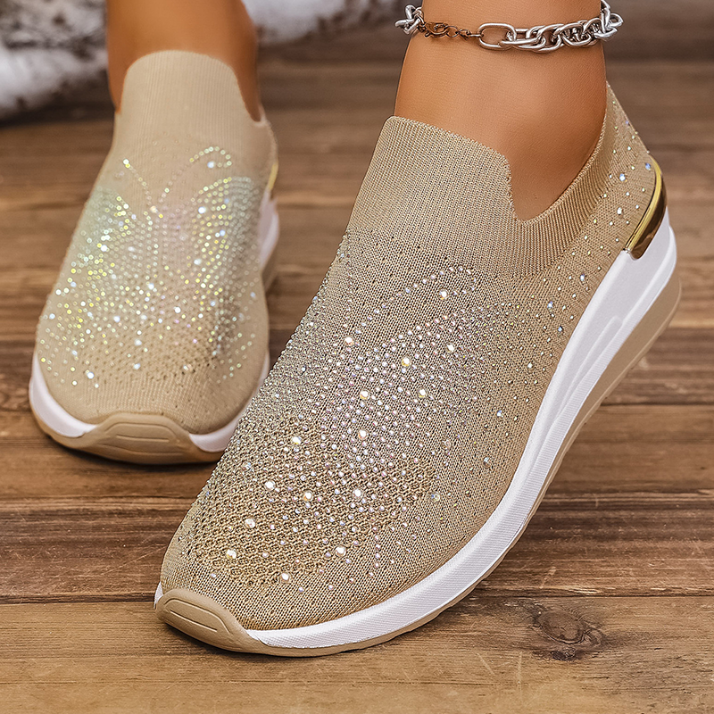 Baskets femme à enfiler avec papillon en strass