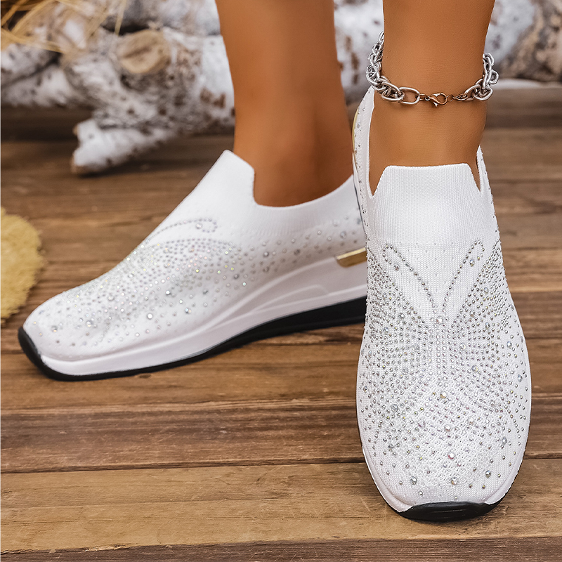Baskets femme à enfiler avec papillon en strass