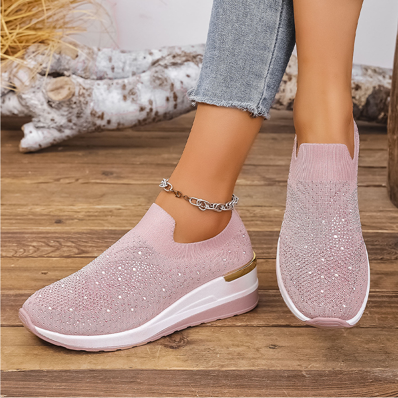 Baskets femme à enfiler avec papillon en strass