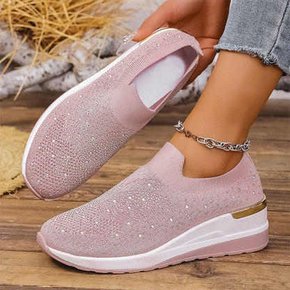 Baskets femme à enfiler avec papillon en strass