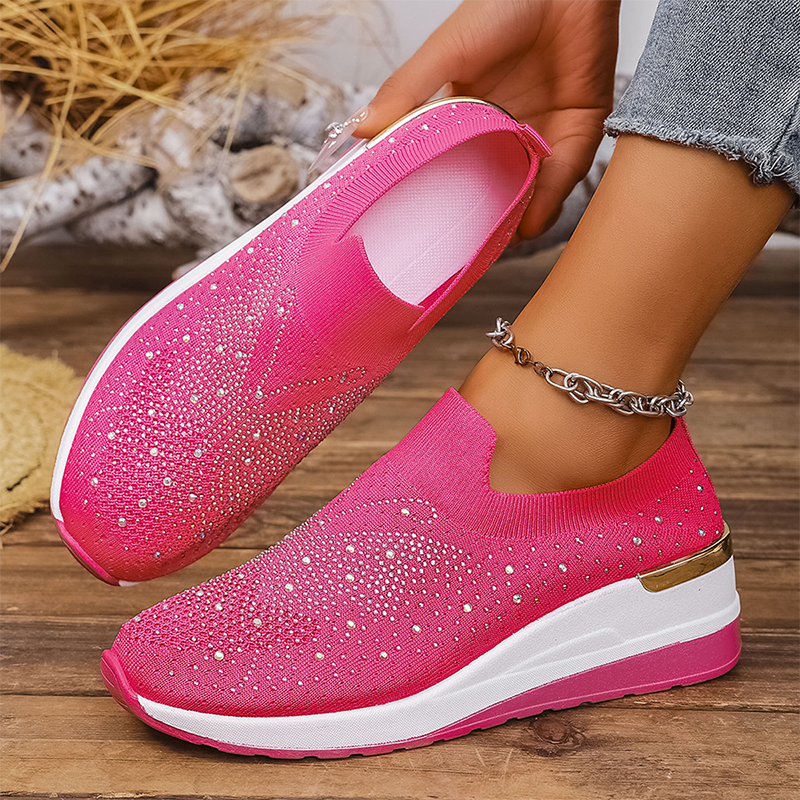 Baskets femme à enfiler avec papillon en strass