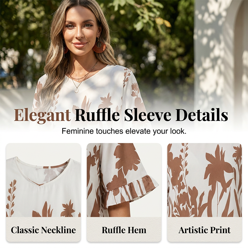 Ensemble élégant 2 pièces femme : top et pantalon à imprimé floral