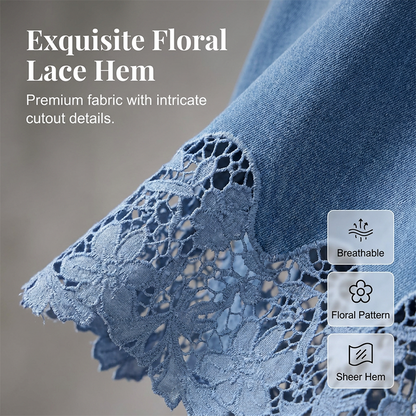 Jupe moulante en jean pour femme avec bordure en dentelle ajourée