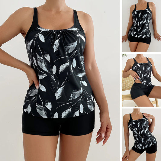 Maillot de bain 2 pièces imprimé pour femme