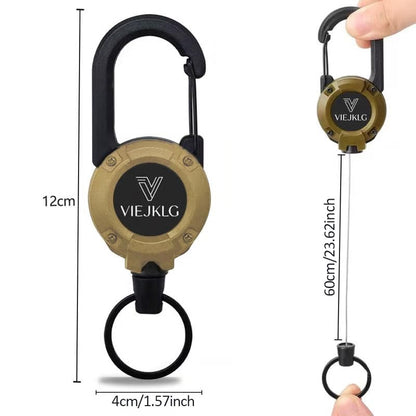 🔑🎁 OFFRE SPÉCIALE 14.99€ (2 POUR LE PRIX D'1) ! Mousqueton Porte-clés Rétractable 65 cm – 100 000 Cycles, Léger, Parfait pour Randonnée & Quotidien 🧗‍♂️