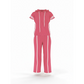 Ensemble pour femme composé d'un sweat à capuche à manches courtes rayé et d'un pantalon à jambes larges