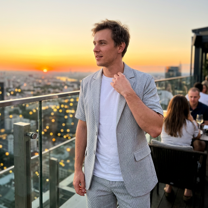 Ensemble blazer texturé à manches courtes et short pour homme