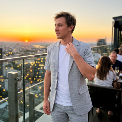 Ensemble blazer texturé à manches courtes et short pour homme