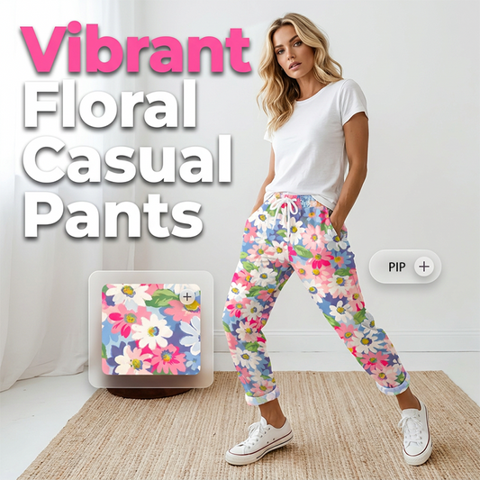 Pantalon décontracté à cordon de serrage et imprimé floral pour femme