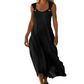 Robe longue femme sans manches à col V avec bretelles à anneaux